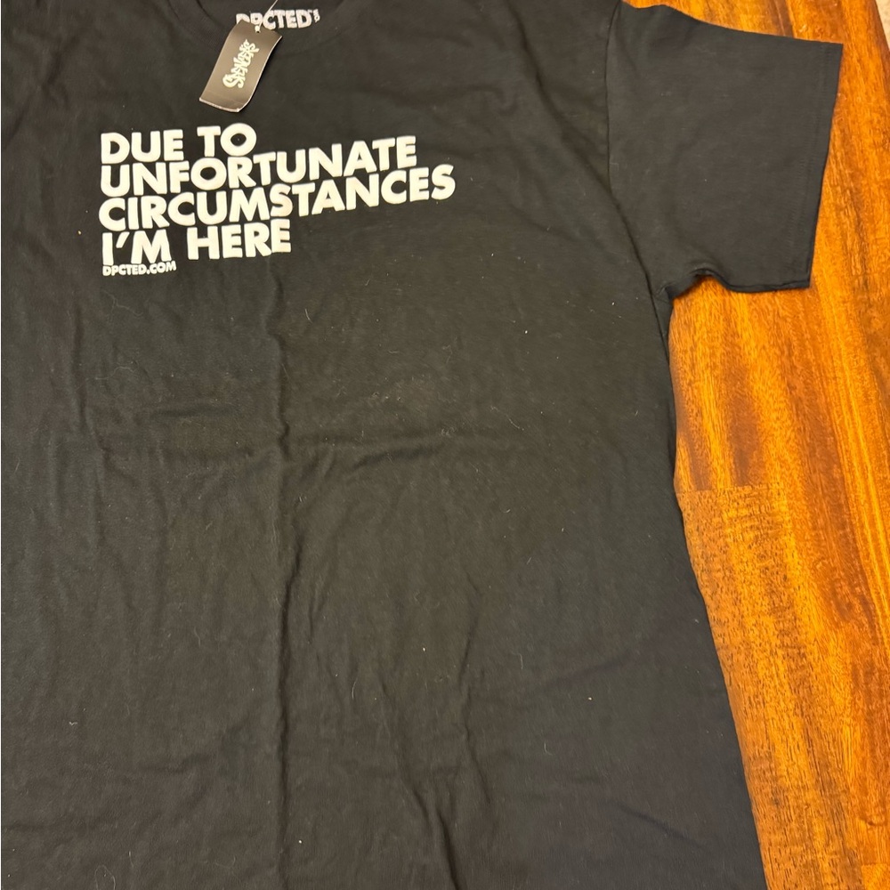 Adult Apparel Humor Black Statement Tee XL unfortunately I’m here - Picture 3 of 8